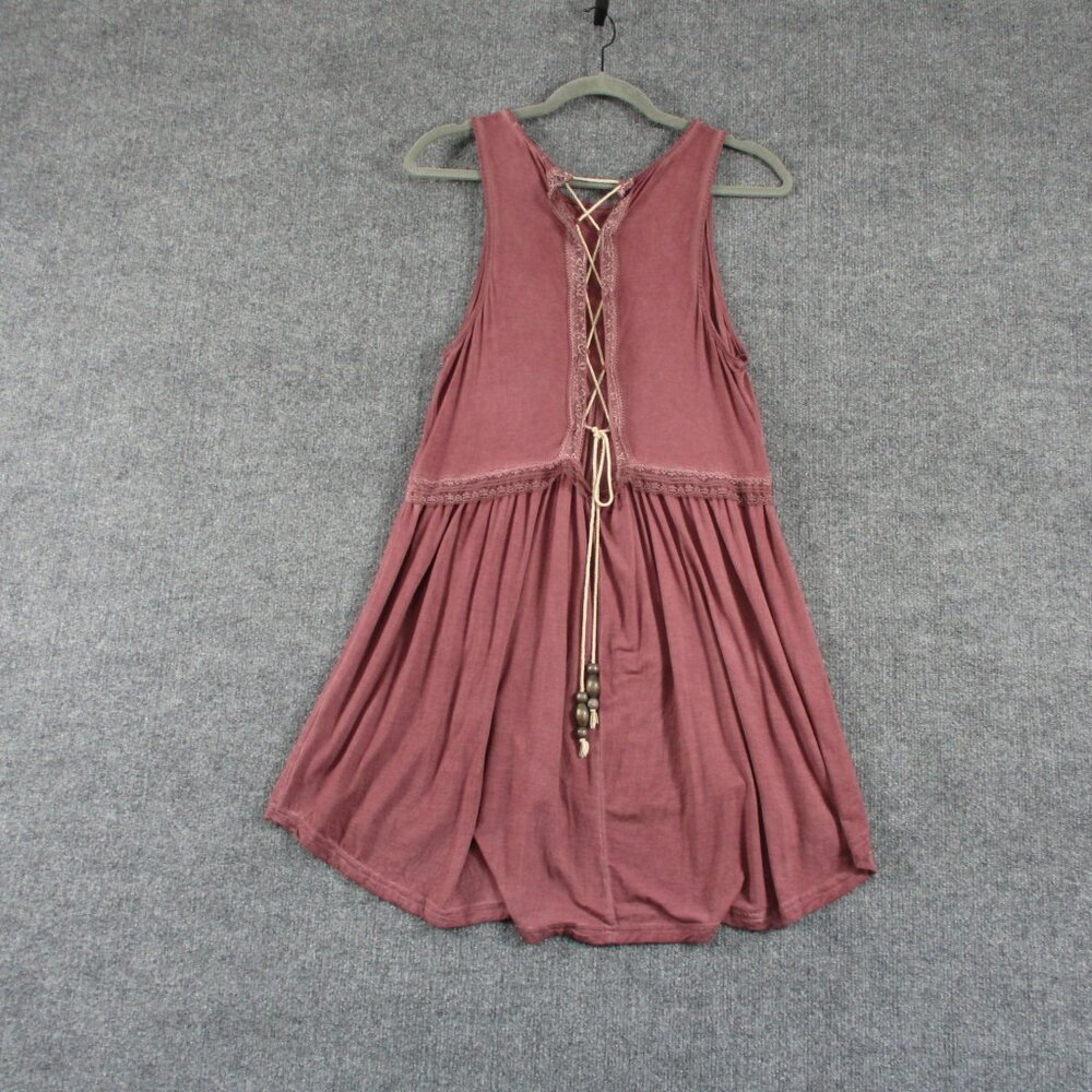 POL Dress Womens M Pink Baby Doll Sundress Lace Boutique Corset Back BoHo Mini - Picture 2 of 13